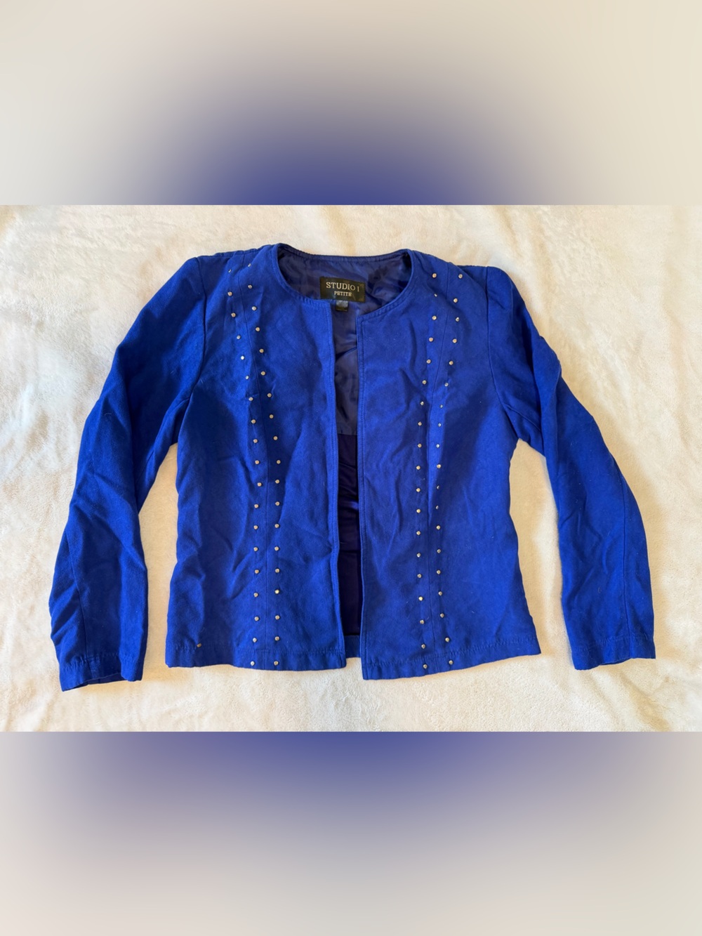 Studio 1 Petite Cobalt Blue Studded Jacket
